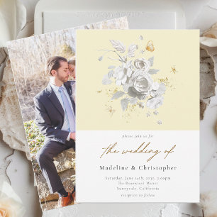 Elegant Yellow White Floral Wedding Invitation