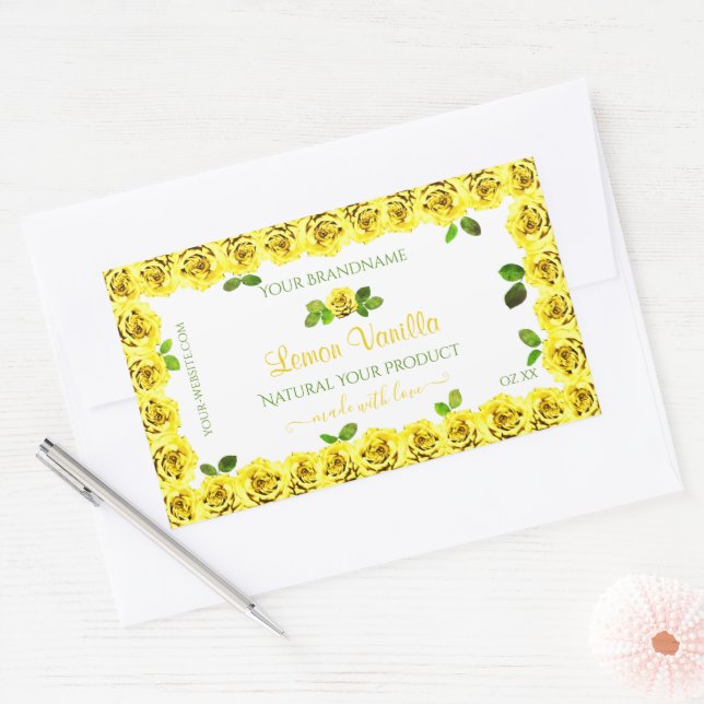 Elegant Yellow White Product Labels Blooming Roses (Envelope)