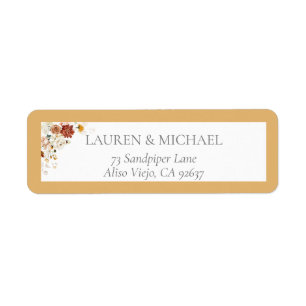 Elegant Yellow Wildflower Bridal Return Address Return Address Label