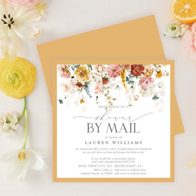 Elegant Yellow Wildflower Bridal Shower By Mail Invitation (Creator Uploaded)