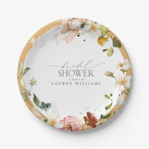 Elegant Yellow Wildflower Bridal Shower Paper Plate