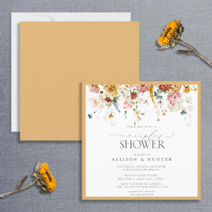 Elegant Yellow Wildflower Floral Couples Shower Invitation