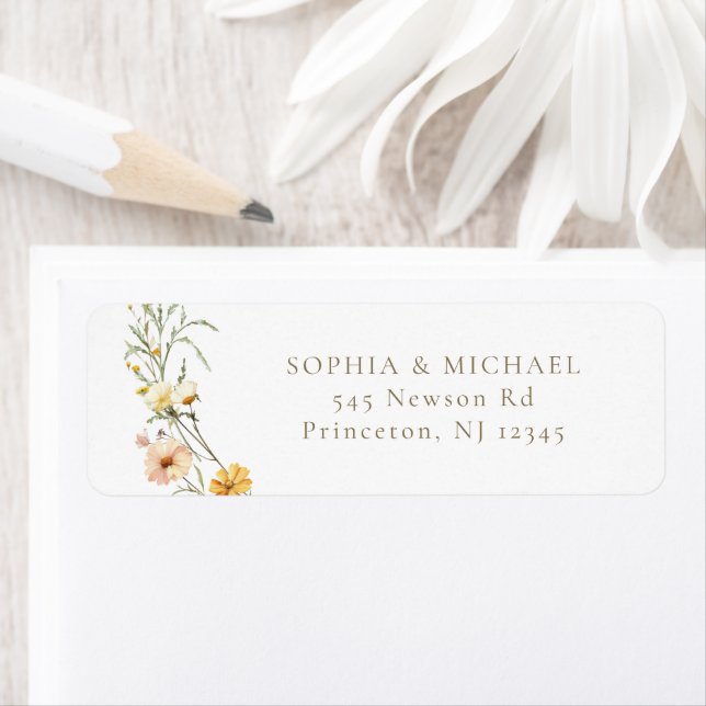Elegant Yellow Wildflowers Return Address Label (Insitu)