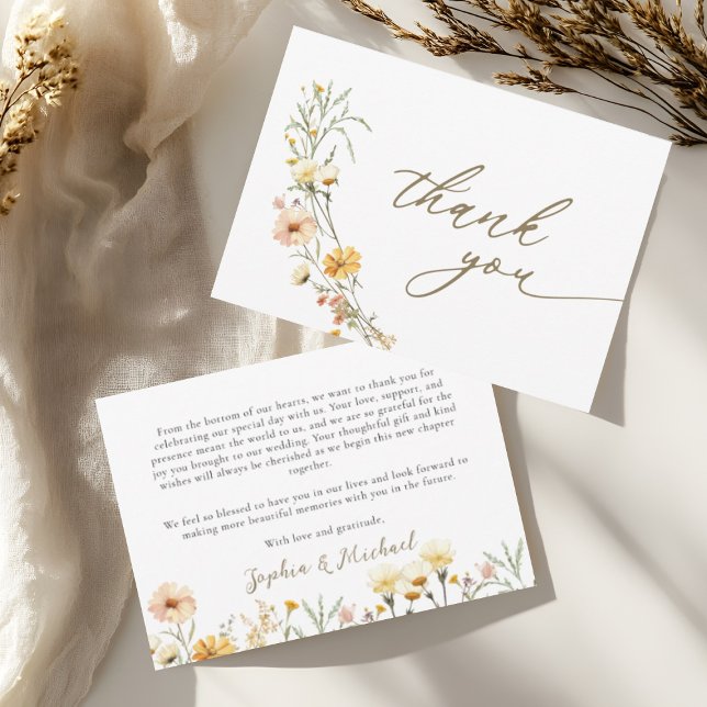 Elegant Yellow Wildflowers Thank You Cards (Creator Uploaded)
