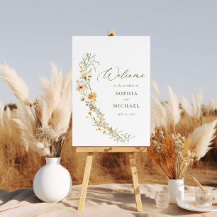 Elegant Yellow Wildflowers Wedding Welcome Poster