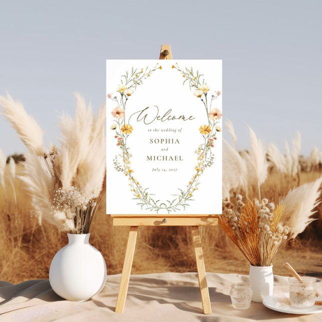 Elegant Yellow Wildflowers Wedding Welcome Poster (Creator Uploaded)