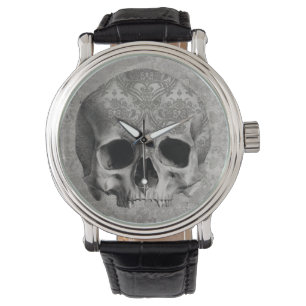 Elegant Yet Creepy Brocade Skull eWatch Watch