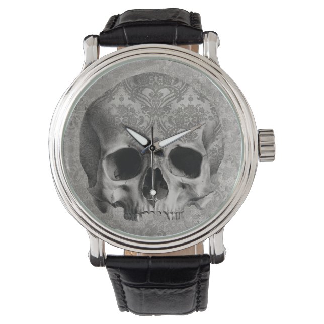 Elegant Yet Creepy Brocade Skull eWatch Watch (Front)