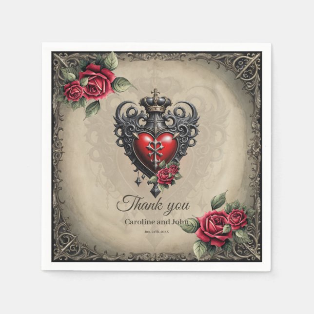 Elegant yet mystical gothic heart  napkin (Front)