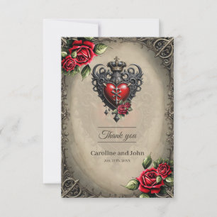 Elegant yet mystical gothic heart thank you card