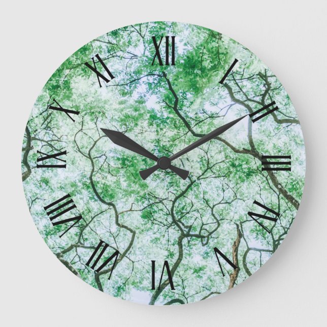Elegant yet Spooky Leaves and Branches Wall Clock (Front)