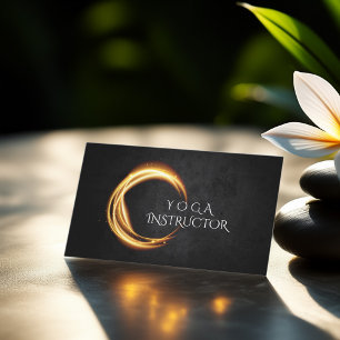 Elegant YOGA Black & Gold ZEN Symbol Glowing Light Business Card