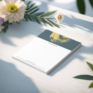 Elegant YOGA Blue & Gold ZEN Symbol Brushstrokes Notepad