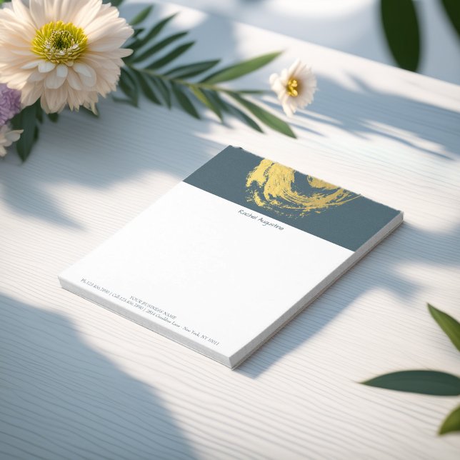 Elegant YOGA Blue & Gold ZEN Symbol Brushstrokes Notepad (Creator Uploaded)