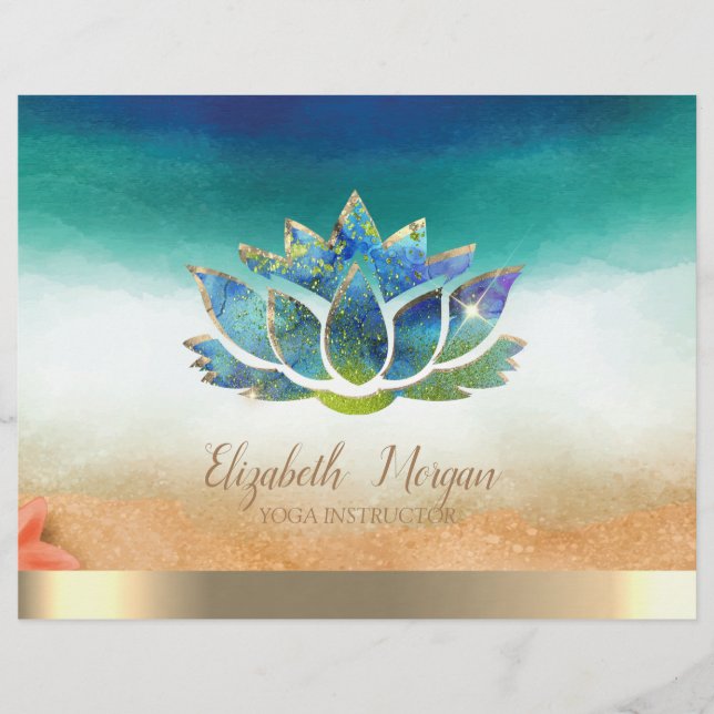 Elegant Yoga Instructor Blue Lotus   Flyer (Front)