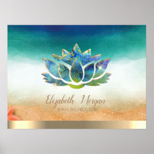 Elegant Yoga Instructor Blue Lotus    Poster