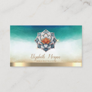 Elegant Yoga Instructor Blue Lotus Watercolor Business Card