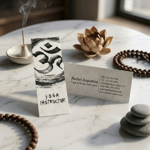 Elegant YOGA Instructor Calligraphy ZEN OM Symbol Mini Business Card