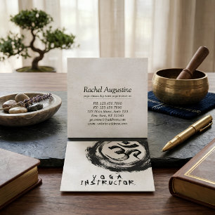 Elegant YOGA Instructor Calligraphy ZEN OM Symbol Square Business Card