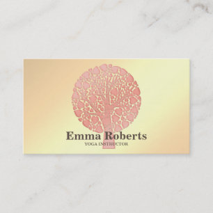 Elegant Yoga Instructor Rose Gold Tree Business Ca Card