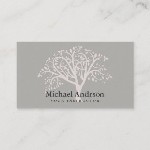 Elegant Yoga Instructor Rose Gold Tree Business Card