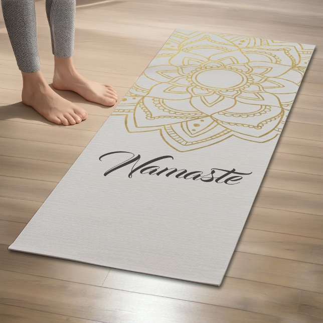 Elegant YOGA Instructor White Gold Floral Mandala Yoga Mat (Creator Uploaded)