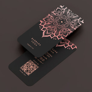 Elegant Yoga Mandala Boho Rosegold Pink Lotus  Business Card