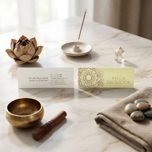 Elegant YOGA Meditation Instructor Mandala Floral Mini Business Card