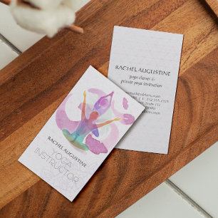 Elegant Yoga Meditation Pose Om Symbol Watercolor Business Card