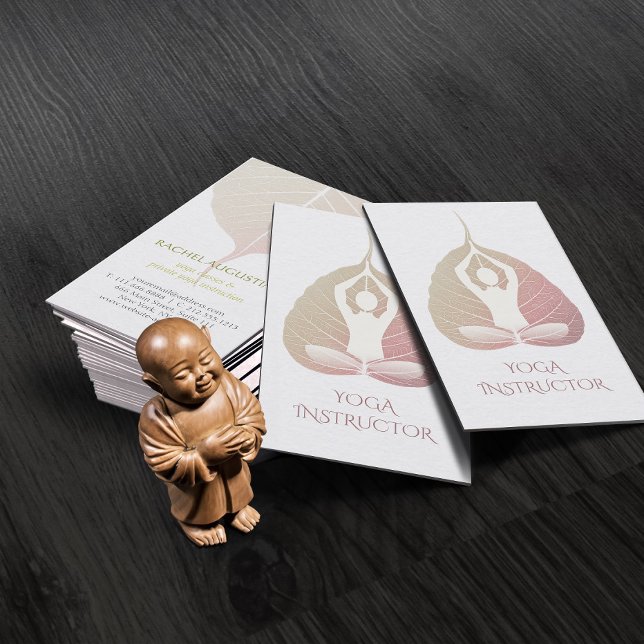 Elegant Yoga Meditation Posture with Bodhi Leaf Business Card (Creator Uploaded)