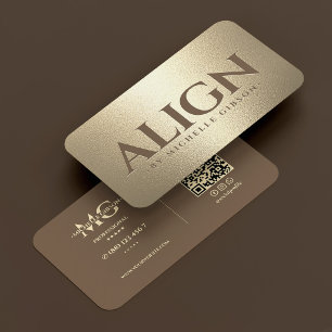 Elegant Yoga Mindfulness Coach Brown Faux Gold Business Card