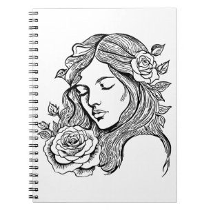 Elegant young lady woman abstract notebook