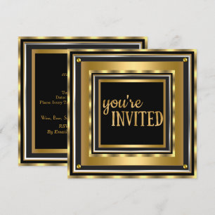 Elegant You're Invited Gold Faux foil Birthday Invitation