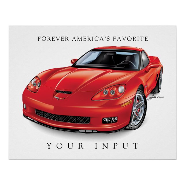 ELEGANT Z06 RED DRAWING POSTER (Front)