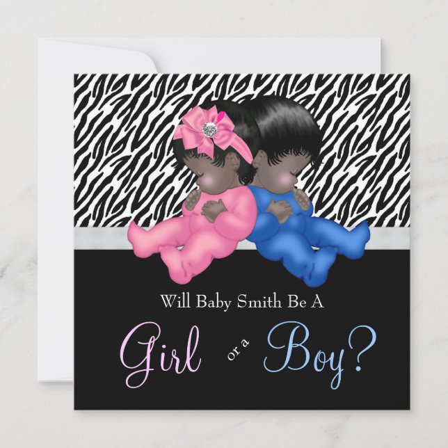 Elegant Zebra Baby Gender Reveal Shower Invitation (Front)