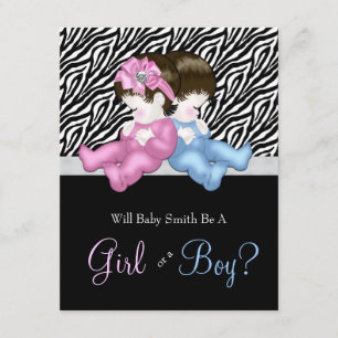 Elegant Zebra Gender Reveal Shower Invitation