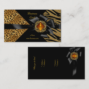 Elegant Zebra Leopard Black Gold Business Card