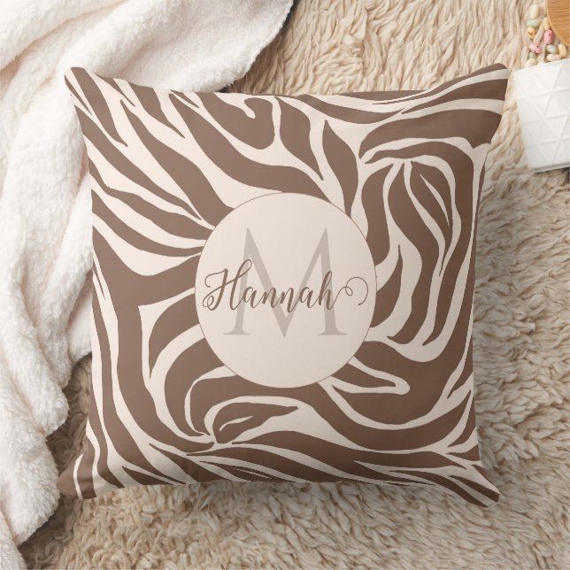 Elegant Zebra Mocha Pattern Cushion (Blanket)