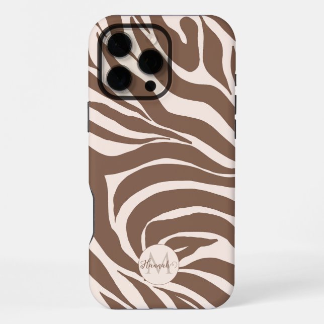 Elegant Zebra Mocha Pattern iPhone Case (Back)