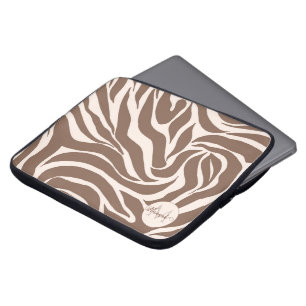 Elegant Zebra Mocha Pattern Laptop Sleeve
