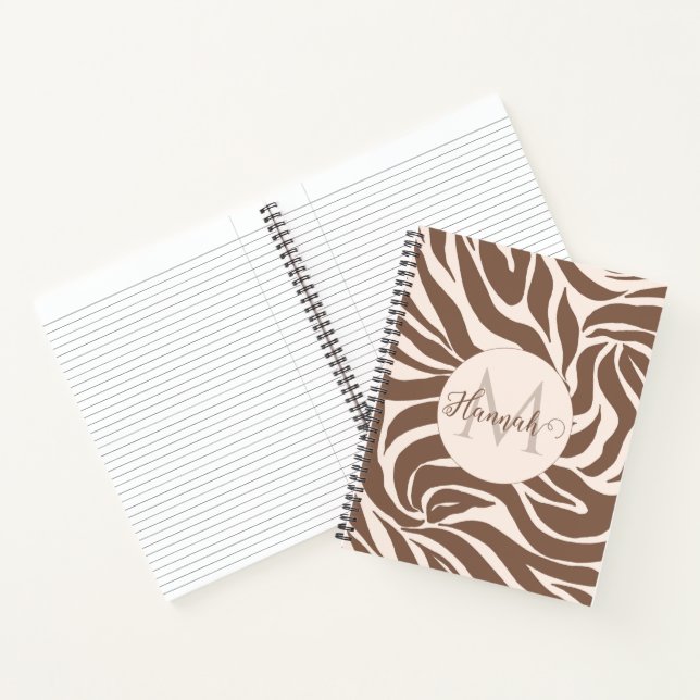 Elegant Zebra Mocha Pattern Notebook (Inside)