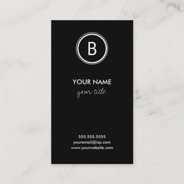 Elegant Zebra Monogram Business Cards (Front)