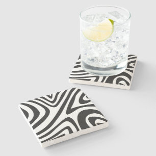 Elegant zebra pattern Black White Modern abstract Stone Coaster