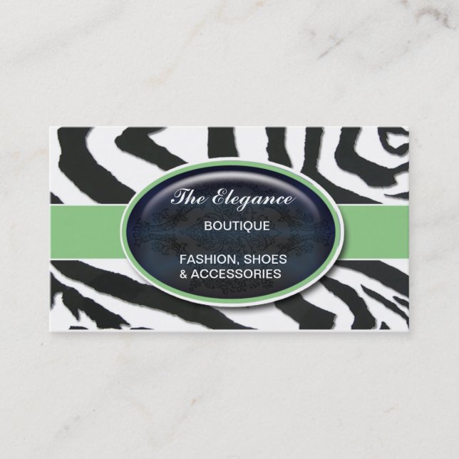 Elegant Zebra Pattern Business Card (Front)
