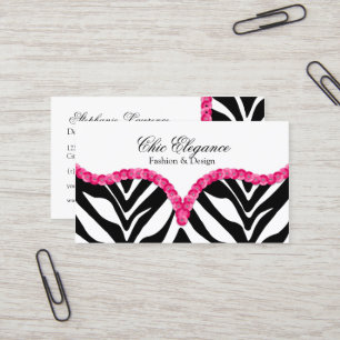 Elegant Zebra Pattern Sequin Look Business Card