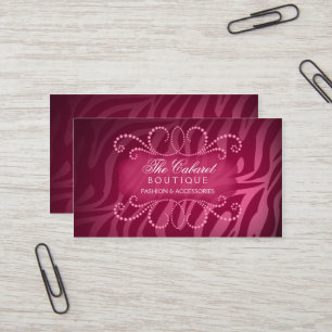 Elegant Zebra Print and Jewel Swirl Business Card