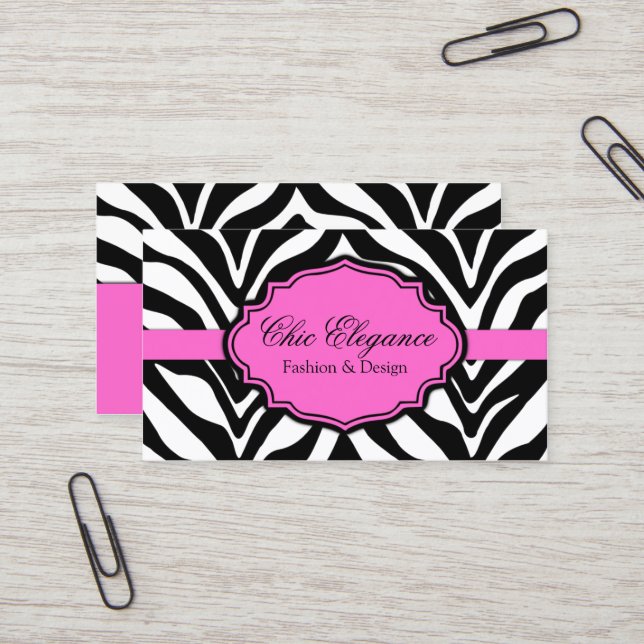 Elegant Zebra Print Business Card (Front/Back In Situ)