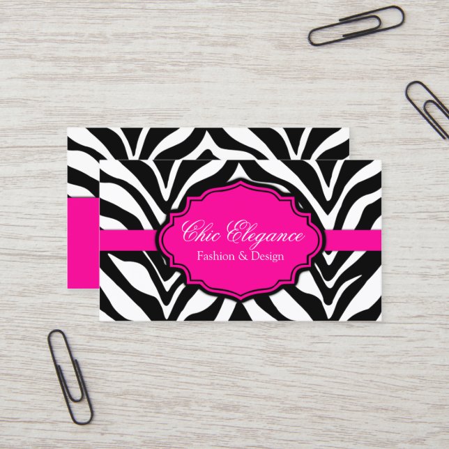 Elegant Zebra Print Business Card (Front/Back In Situ)