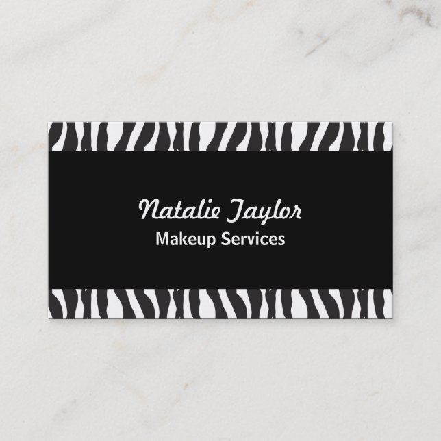 Elegant Zebra Print Makeup Artist Business Cards (Front)