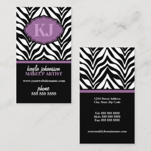 Elegant Zebra Print Monogram Business Card